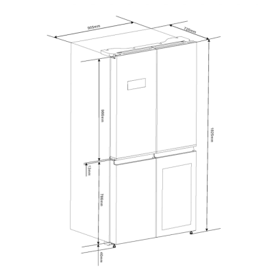 Nevera Nevada nnw180-600t-b de 4 puertas combinada con vinoteca independiente de 90 cm