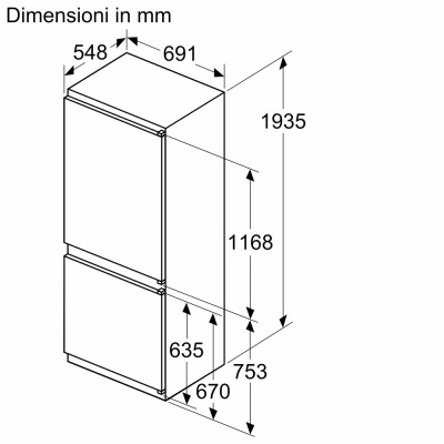 Bosch kbn96nse0 Serie 2 Einbau-Kombikühlschrank 70 cm