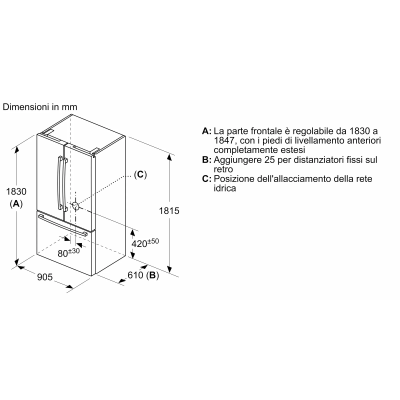 Bosch kff96piep serie 8 frigorifero congelatore libera installazione acciaio inox