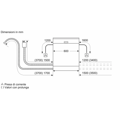 Bosch sms4emi24e Serie 4 freistehender Edelstahl-Geschirrspüler