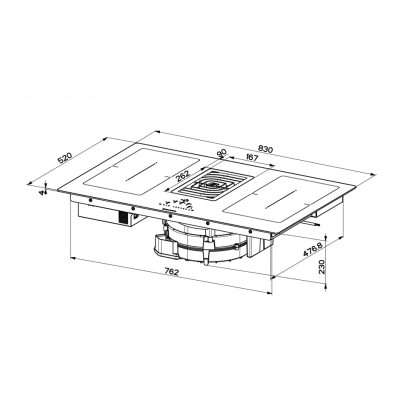 Faber Galileo smart bk f830 + kit ll h80 induction hob with integrated hood 83 cm