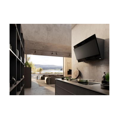 Campana de pared Faber True doble negra f80 80 cm cristal negro