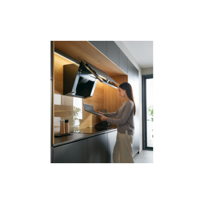 Campana de pared Faber True doble negra f80 80 cm cristal negro