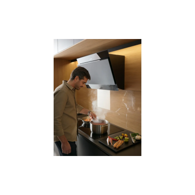 Campana de pared Faber True doble negra f80 80 cm cristal negro