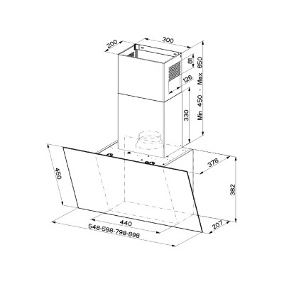 Faber Daisy + bk a80 wall hood 80 cm black glass - stainless steel