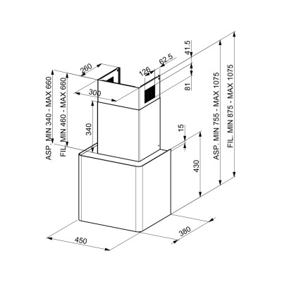 Faber Lithos eg6 led bk a45 wall hood 45 cm matt black