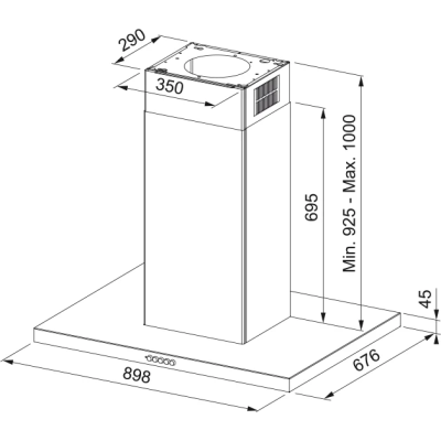 Faber Bella est silencieux. X a90 hotte îlot 90 cm inox