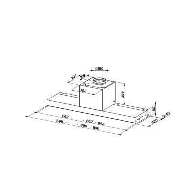 Faber In-nova touch x/bk a60 campana empotrada bajo mueble alto 60 cm negro