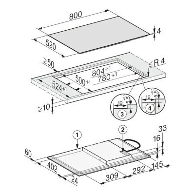 Placa de inducción Miele km 7373 fl 80 cm vitrocerámica negra