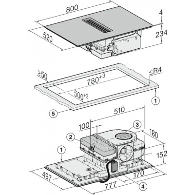 Miele kmda7676 flu-u Induktionskochfeld mit integrierter Dunstabzugshaube 80 cm schwarz