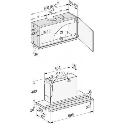 Miele das 4931 125 built-in hood under wall unit 90 cm