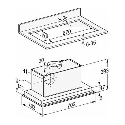 Miele 2578 built-in hood under wall unit 70 cm stainless steel