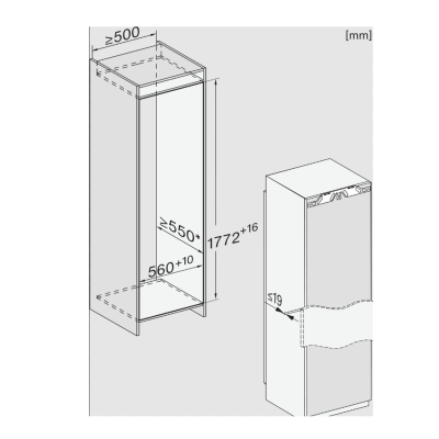 Frigorífico empotrado de una puerta Miele k 7715 h 177 cm