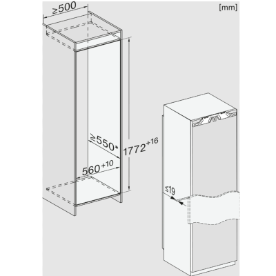 Miele K 7748 D single-door refrigerator with built-in freezer, 178 cm high