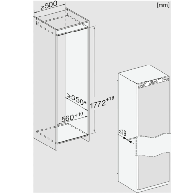 Miele K 7747 C 125 Gala Einbaukühlschrank mit Einzeltür h