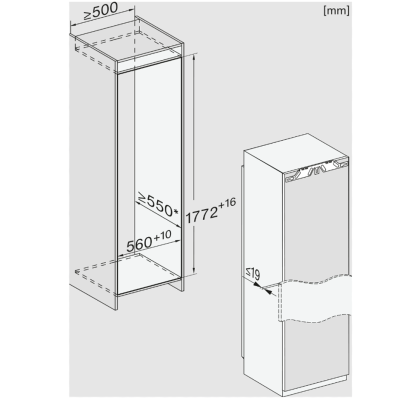 Miele K 7747 C 125 Gala Einbau-Eintür-Kühlschrank h