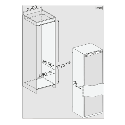 Miele K 7778 C Einbau-Eintür-Kühlschrank + Gefrierschrank H 177 cm