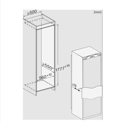 Frigorífico empotrado de una puerta Miele k 7797 cr h 178 cm