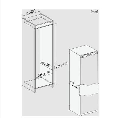 Miele k 7797 cr Réfrigérateur encastrable 1 porte h 178 cm