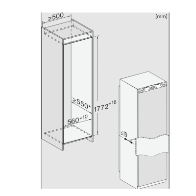 Miele fns 7710 e freezer congelatore da incasso h 177 - 178 cm