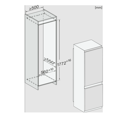 Miele Kfn 7733 and 177 cm high built-in refrigerator-freezer