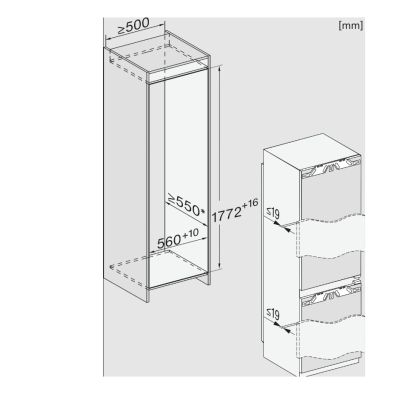 Miele KFN 7774 C built-in refrigerator freezer, 177-178 cm high.