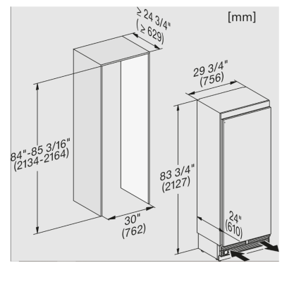 Miele f 2813 vi Einbau-Gefrierschrank MasterCool 75 cm H 212 cm