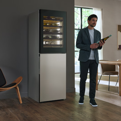 Cave à vin combinée congélateur Miele Kwns 4784 DE H 185 cm en acier inoxydable