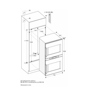 Gaggenau bx480112 Serie 400 Doppelbackofen 72 cm, Scharniere rechts – Edelstahl