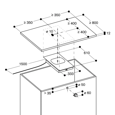 Gaggenau cu421100 Induktionsmodul integriert in das Kochfeld 21 cm schwarzer Knopf