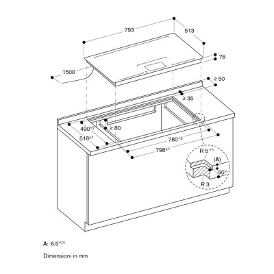 Gaggenau cx482101 Induktionskochfeld 80 cm, schwarzes Glas