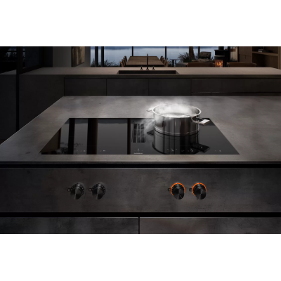 Placa de inducción Gaggenau cv492105 con campana integrada 90 cm + pomos de acero inoxidable