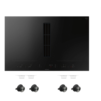 Placa de inducción Gaggenau cv482105 con campana integrada 80 cm + pomos negros