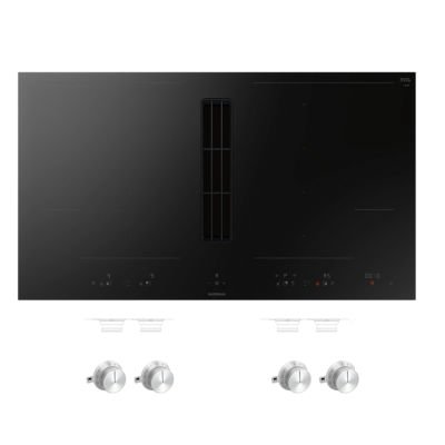 Plaque à induction Gaggenau cv492105 avec hotte intégrée 90 cm + boutons inox