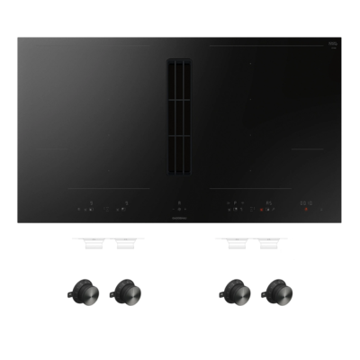 Plaque à induction Gaggenau cv492105 avec hotte intégrée 90 cm + boutons noirs