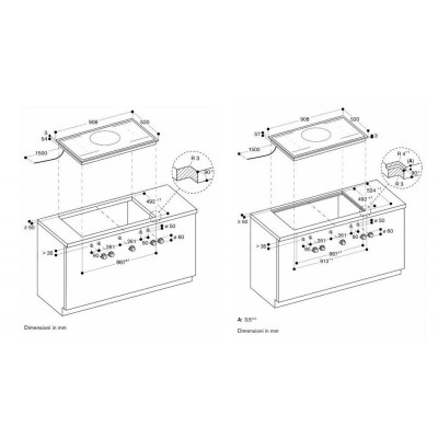 Gaggenau vi492115 90 cm Induktionskochfeld mit Rahmen + Knöpfen