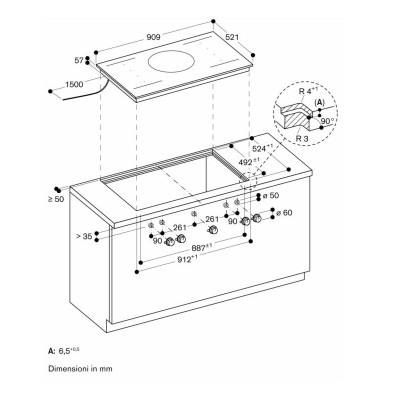 Gaggenau vi492105 plaque à induction 90 cm + boutons