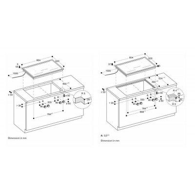 Gaggenau vi482115 induction hob 80 cm with frame + knobs