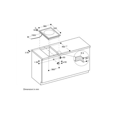 Gaggenau vi414115 Domino-Induktionskochfeld 38 cm mit Edelstahlrahmen + Knopf