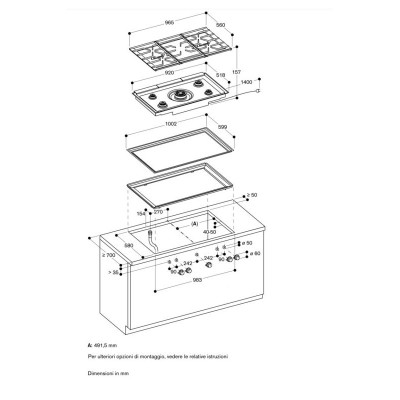 Gaggenau cg492211 table de cuisson à gaz 100 cm inox