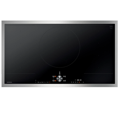 Gaggenau ci292112 Induktionskochfeld 90 cm, schwarzes Glas + Edelstahlrahmen