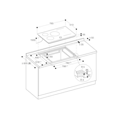 Gaggenau ci283103 Induktionskochfeld 80 cm, schwarzes Glas