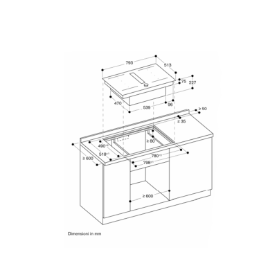 Gaggenau cv282101 induction hob with 80 cm flush-mount extractor hood