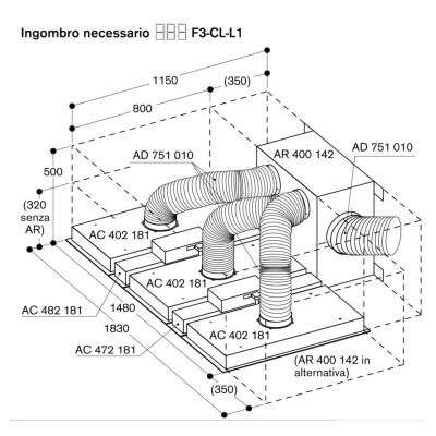 Gaggenau ac402181 cappa modulare incasso a soffitto 80 cm inox