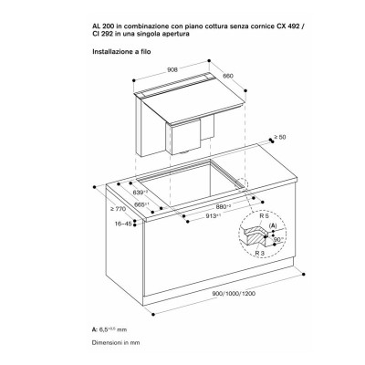 Gaggenau al200190 telescopic hob hood 90 cm