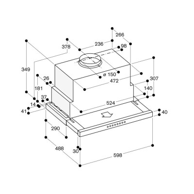 Gaggenau af210162 cappa incasso sottopensile 60 cm inox