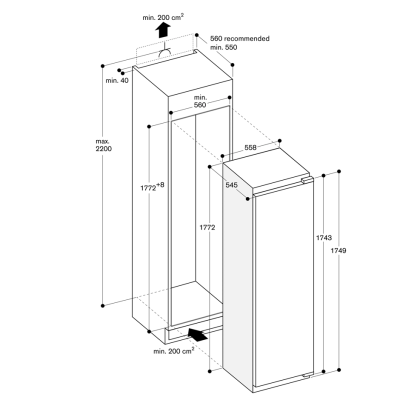 Gaggenau rt289370 Einbaukühlschrank + Gefrierfach H 177 cm