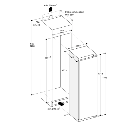 Gaggenau rt289370 frigorifero + vano congelatore da incasso h 177 cm