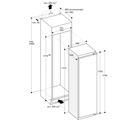 Gaggenau rc289370 built-in single-door refrigerator h 177 cm