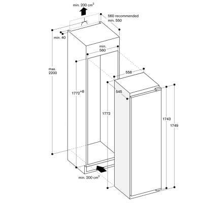 Gaggenau rc289370 eintüriger Einbaukühlschrank H 177 cm